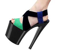 BeAUZQ 20 cm Damen Sexy High Heel Knöchelriemen Offene Spitze Stiletto-Absatz Sandalen Römischen Stil Plattform Party Club Abendkleid Formale Schuhe Größe 35-46,Schwarz,43