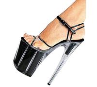 BeAUZQ 20CM Unisex Herren Damen Plattform Stiletto High Heel Sexy Klar Peep Toe Sandalen Party Pumps Große Stripper Nachtclub Party Prom Schuhe,Clear,46