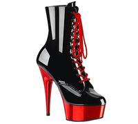 BeAUZQ 6IN Stiletto Ankle Booties Fetisch High Heels Damenmode Gold Leder Booties Sexy Stripper Nachtclub Pole Dance Pumps Schuhe Größe 34-46,Rot,37