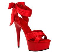 BeAUZQ 6IN Stiletto High Heel Sandalen Damen Sexy Bowknot Design Sandalen Casual Urlaub Hochzeit Kleid Nachtclub Pumps Schuhe Größe 34-46,Rot,39