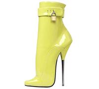 BeAUZQ 7inch Ballett Spitz High Heel Vorhängeschloss Stiefeletten Fetisch High Heels Unisex Herren Damen Pumps Sexy Stripper Club Pole Dance Schuhe,Gelb,39