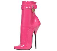 BeAUZQ 7inch Ballett Spitz High Heel Vorhängeschloss Stiefeletten Fetisch High Heels Unisex Herren Damen Pumps Sexy Stripper Club Pole Dance Schuhe,Rosa,43