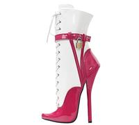 BeAUZQ 7inch Spitzschuh Sexy High Heel Ballett Abschließbare Stiefeletten Motorradstiefel Stripper Nachtclub Tanzschuhe,Rose red,43