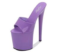 BeAUZQ Damen 20CM Stiletto High Heel Plateau Sandalen Party Club Sexy Stripperin Pole Dance High Heels Plus Größe Unisex,Lila,43 EU