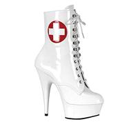 BeAUZQ Damen 6IN Stiletto High Heels Stiefeletten Krankenschwester Cosplay Stiefeletten Sexy Stripperin Nachtclub Party Pumps Schuhe,Weiß,38