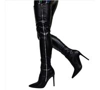 BeAUZQ Damen Overknee Stiefel Sexy Spitz Oberschenkel Hohe Stiefel Fetisch High Heels Sexy Stripper Club Pole Dance Schuhe,Schwarz,42