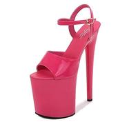 BeAUZQ Damen Sandalen 20Cm High Heels Sexy Stripperin Bühnenperformance Pole Dance High Heels Nachtclub Partytanz High Heels Plus Size Unisex,Rose red,45 EU