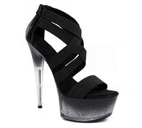 BeAUZQ Damen Sexy Hohl Gladiator Sandalen Stiletto High Heels Mode Damen Braut Hochzeit Ballkleid Pumps Fetisch High Heels Schuhe Größe 34-45,Schwarz,44