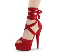 BeAUZQ Damen Sexy Straps Sandalen 6 Zoll Stiletto Peep Toe Pumps Fetisch High Heels Mode Braut Hochzeit Abendkleid Pumps Schuhe Größe 35-46,Rot,39