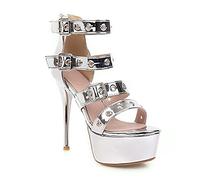BeAUZQ Damen Sommer Plateau Kleid Sandalen High Heels Peep Toe Pumps Plus Size Party Hochzeit Sandaletten 34-48,Silber,47