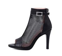 BeAUZQ Damen Sommer Sandalen Mesh Hohl Kurze Stiefel High Heels Stiletto High Heel Plateau Sexy Peep Toe Fetisch High Heel Pumps Schuhe,Schwarz,43