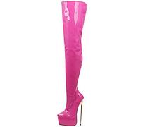 BeAUZQ Frauen 22cm Stilettos Oberschenkelhohe Plateaustiefel Gold Metallabsatz Sexy Fetisch High Heels Overknee Party Stiefel Größe 36-46,Rosa,44 EU