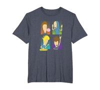 Beavis and Butt-Head Four Square T-Shirt, Herren Große Größen, Blau Meliert, 2X Tall
