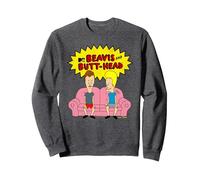 Beavis and Butt-Head On The Couch Sweatshirt, Unisex für Erwachsene, Anthrazit Meliert, S