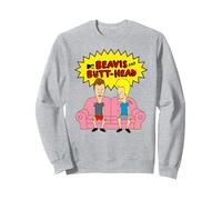 Beavis and Butt-Head On The Couch Sweatshirt, Unisex für Erwachsene, Grau Meliert, L