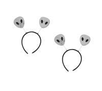 Beavorty 2 Stück Halloween Alien Stirnband Silber Holografisch Kopfschmuck Kostümzubehör für Damen Mädchen Flexibler Weltraum Haarreif für Halloween Party Bühne Cosplay und Themenfeiern