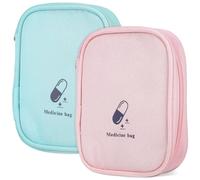 Beavorty 2 Stück Pack Tragbare Reise Medikamententasche aus Oxford Stoff mit Reißverschluss Verschleißfest mit Mehreren Fächern für Täglichen Gebrauch und Autofahrten