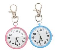 Beavorty 2stücke Mini-hängeuhr Für Krankenschwestern Schlüsselanhänger-Uhren Taschenuhr Aus Langlebigen Materialien Mini-Uhr in Rosa Und Blau Einfaches Design Mit Exquisiten Details
