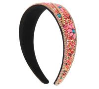 Beavorty Breites Boho Stirnband Damen mit Perlen und Schmucksteinen Bequemes Flexibles Vintage Haarband für Hochzeit Festival und Strand Eleganter Braut Haarschmuck Boho Kopfschmuck