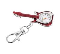 Beavorty Gitarren Schlüsselanhänger Taschenuhr Klein Quarzuhr Rot Für Kinder Rucksackanhänger Jungen Mädchen