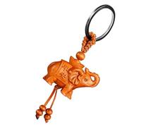 Beavorty Schlüsselanhänger Holz Elefant Geschnitzt Leichter Praktischer Schlüsselring aus Pfirsichholz Dekorativ für Schulranzen und Tasche Geschenk für Glück und Freude