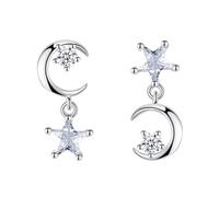 Beavorty Versilberte Stern Ohrhänger mit Zirkonia Leicht und Langlebig Ohrschmuck für Damen Alltag Party