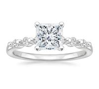 BEBEWO 9 Karat/14 Karat/18 Karat Weißgold, Princess Schliff Moissanit Verlobungsring, brillanter Verlobungsring für Brautschmuck