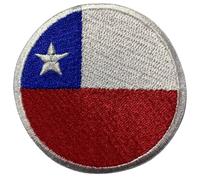 BeBuz Chile Flagge Patch Rund/Kreis 6cm Besticktes Bügelbild Aufbügler Aufnäher Abzeichen Militär Taktisches Emblem Abzeichen für Jacken Rucksäcke Hüte Kleidung