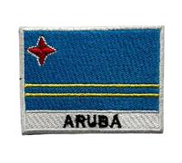 BeBuz Flagge mit Namen Patch - Bestickter Aufnäher zum Aufbügeln oder Aufnähen für Jacken, Hüte, Rucksäcke und Uniformen - Taktische Militär-Emblem-Applikation für Kleidung und Ausrüstung (Aruba)