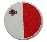 BeBuz Malta Flagge Patch Rund/Kreis 6cm Besticktes Bügelbild Aufbügler Aufnäher Abzeichen Militär Taktisches Emblem Abzeichen für Jacken Rucksäcke Hüte Kleidung