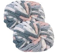 bechoanigel 2 Stück Dicke Wolle Garn 500g, Armstricken Wolle Dickes Garn, XXL Weiches Chunky Wolle, Super Weich Chenille Wolle zum Häkeln für Decken, Schals, Mützen, Haustier Nest (Kätzchen)