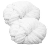 bechoanigel 2 Stück Dicke Wolle Garn 500g, Armstricken Wolle Dickes Garn, XXL Weiches Chunky Wolle, Super Weich Chenille Wolle zum Häkeln für Decken, Schals, Mützen, Haustier Nest (Reinweiß)