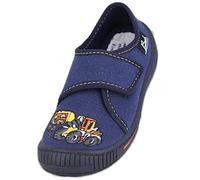 Beck Hausschuh Jungen Bagger blau in Blau, Größe