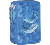 Beckmann, 3-fächrige Federmappe Ocean, mit Inhalt, Mäppchen Federtasche, Grundschule, 1. Klasse, Blue