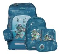 Beckmann, Schulranzen-Set Active Air FLX Jungle Game, 6-teilig, Grundschule, inkl. Regenüberzug, 20-25L, Green