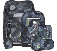 Beckmann Schulranzen Classic Maxi Schoolbag Set 5-teilig 28L Camo Rex schwarz grau