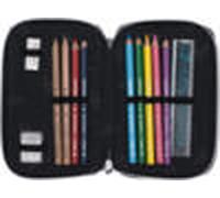 BECKMANN NORWAY - 3-fächrige Federmappe mit Inhalt, Magic League Yellow