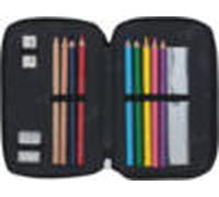 BECKMANN NORWAY - 3-fächrige Federmappe mit Inhalt, Ninja Elements Blue