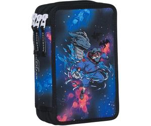 BECKMANN NORWAY - 3-fächrige Federmappe mit Inhalt, Ninja Elements Blue