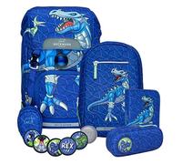 Beckmann of Norway Schulrucksack Set Jungen ∙ Inklusive Regenschutz, Schüttelpennal & Sportrucksack ∙ Optimale Gewichtsverteilung schont Rücken und Schultern ∙ Motiv Armour Rex Kollektion 2020