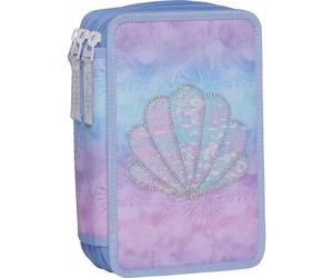 Beckmann Schüler-Etui 3 Fächer mit Inhalt Seashell
