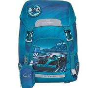 Beckmann, Schulrucksack Classic Racing, Grundschule, 1. Klasse, ergonomisch, inkl. Regenüberzug, 22L, Green