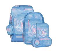 BECKMANN, Schulrucksack-Set Active Air FLX Fairytale, 6-teilig, Grundschule, inkl. Regenüberzug, 22L, Blue