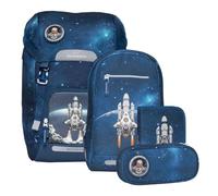 Beckmann, Schulrucksack-Set Classic Maxi Space Mission, 6-teilig, Grundschule, ergonomisch, inkl. Regenüberzug, 28L