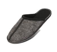 BeComfy Herren Filzpantoffeln Hausschuhe Pantoffel Filz Filzsohle Sehr Leicht Grau Schwarz 40 41 42 43 44 45 46 EU (Grau-Schwarz, EU Schuhgrößensystem, Erwachsene, Numerisch, M, 45)