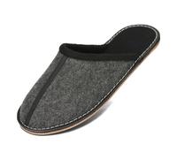 BeComfy Herren Filzpantoffeln Hausschuhe Pantoffel Filz Gummisohle Sehr Leicht Grau Schwarz 40 41 42 43 44 45 46 EU (Grau-Schwarz, EU Schuhgrößensystem, Erwachsene, Numerisch, M, 46)