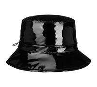 bedacht Lack Regenhut Stoffhut Fischerhut Damenhut Damen - Made in Italy Herbst Sommer Frühjahr Winter Frühling-Sommer Herbst-Winter - One Size schwarz