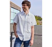 Kurzarmhemd STREET ONE MEN, Herren, Gr. XXL (46), US-Größen, hellweiß, Web, 100% Baumwolle, unifarben, regular fit normal, V-Ausschnitt, Bündchen, Hemden, aus reiner Baumwolle (16316716-XXL) hellweiß