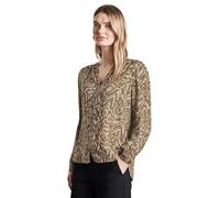 Langarmbluse STREET ONE, Damen, Gr. 36, beige (honey sand), Stoff, 100% Viskose, bedruckt, gerade normal, V-Ausschnitt, Bündchen, Blusen, mit grafischem Muster (69079159-36) honey sand