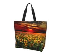 Bedruckte Tragetasche mit Sonnenuntergang-Sonnenblumen-Motiv, Schultertasche, Reisen, Yoga, Strand, Einkaufen, Pendeln, Geschenk für Männer und Frauen